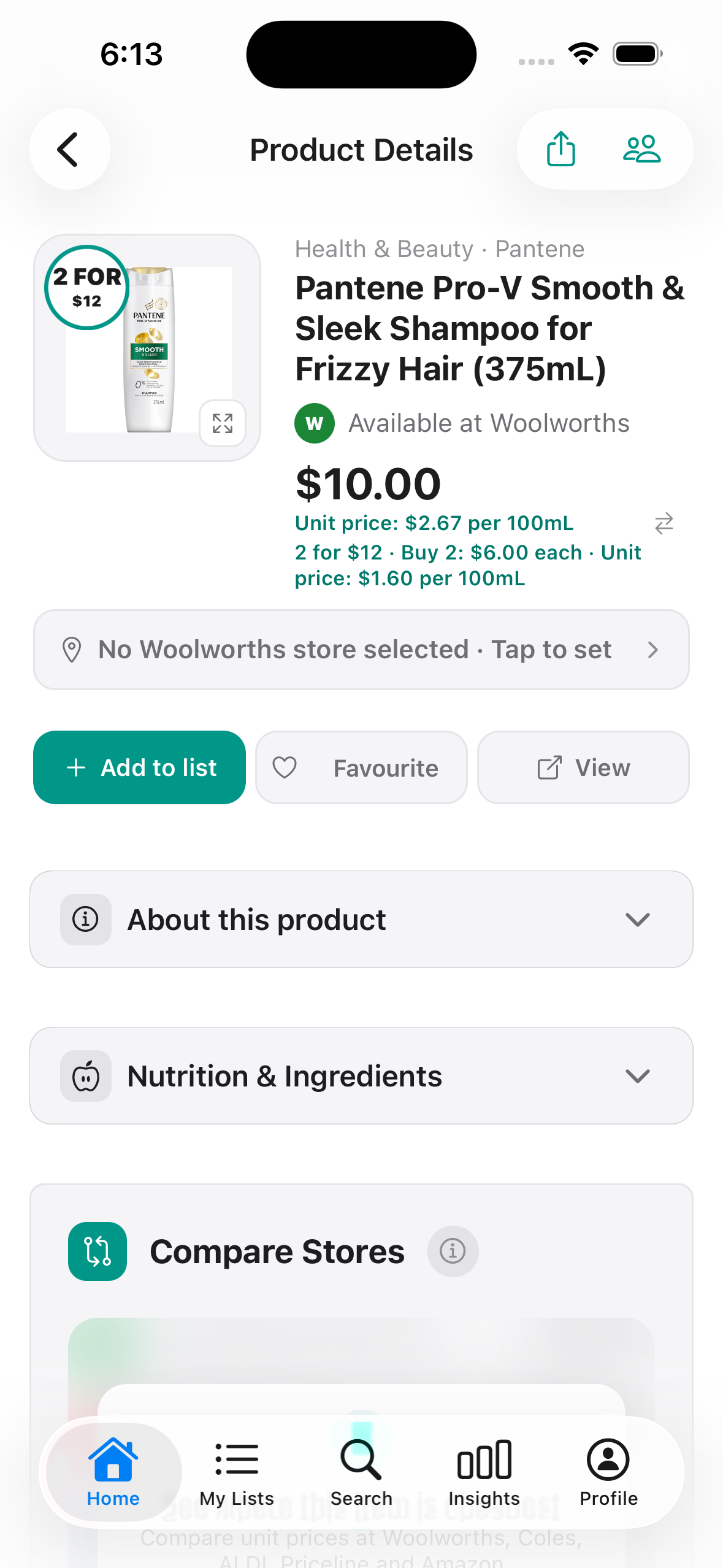 Ordinary unit price on the product page.